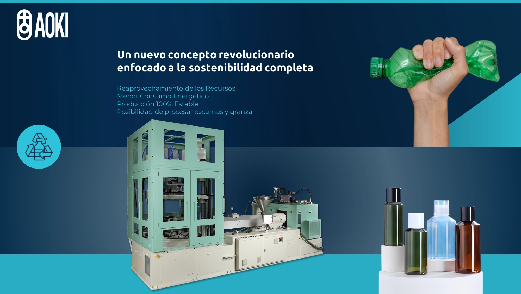 Moldeo de botellas a partir de escamas de rPET